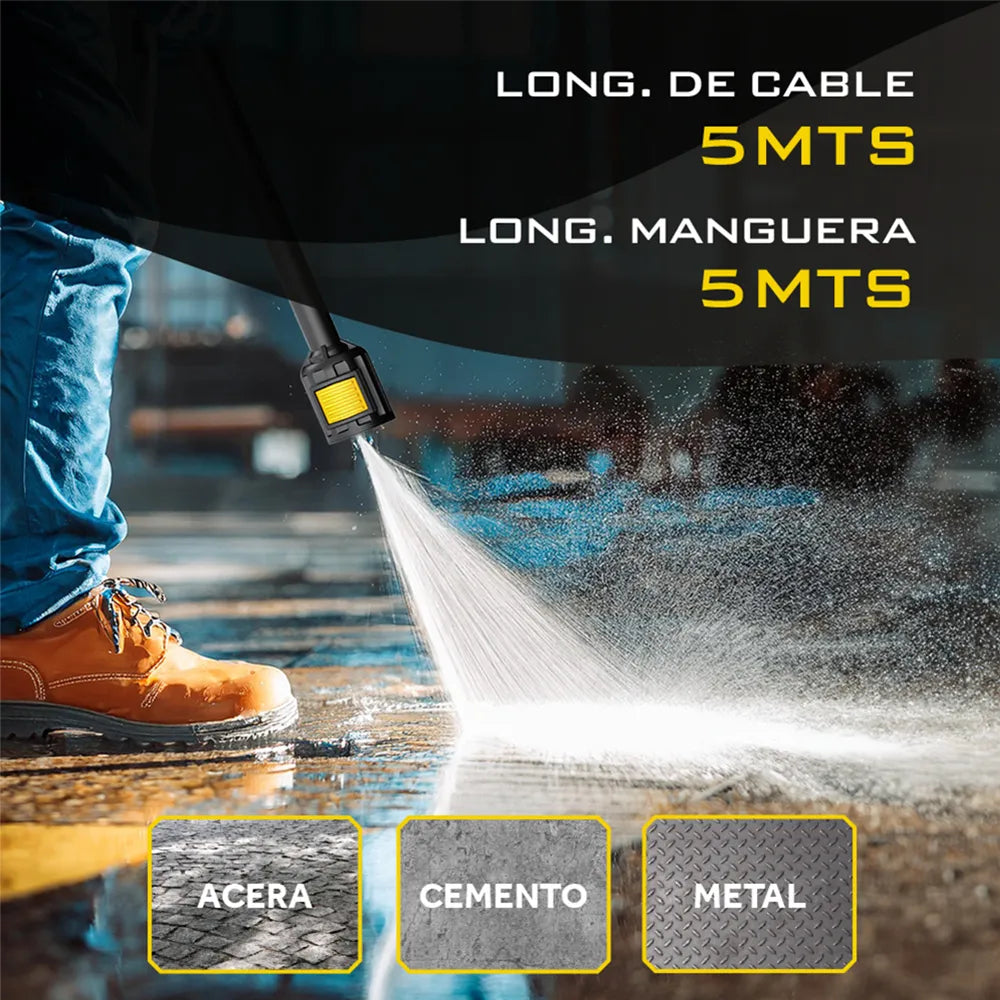 Hidrolavadora Electrica Trent HLT307 1400W Alta presion 1600 Psi 110 Bar con Accesorios
