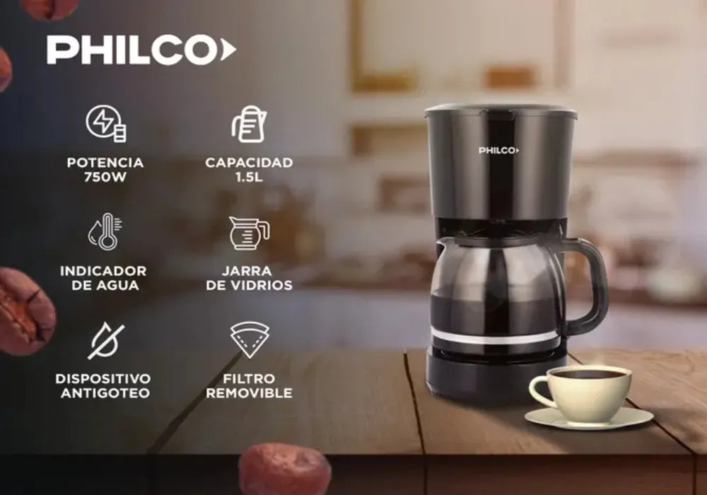 Cafetera de Filtro Philco 1,5L (750W) – Modelo CAPH9416BP