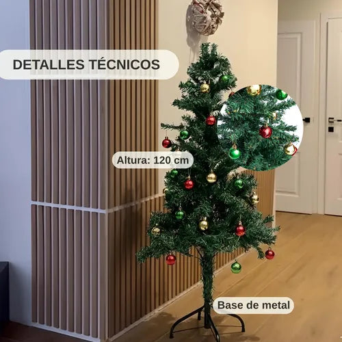 Árbol de Navidad 120 cm + Kit Completo de Decoración