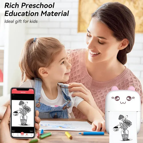Mini Impresora Térmica Portátil Bluetooth Celular Recargable Color Celeste