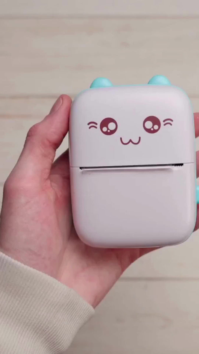 Mini Impresora Térmica Portátil Bluetooth Celular Recargable Color Celeste