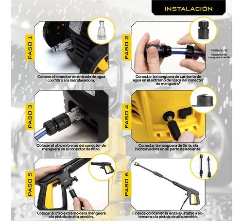 Hidrolavadora Electrica Trent HLT307 1400W Alta presion 1600 Psi 110 Bar con Accesorios